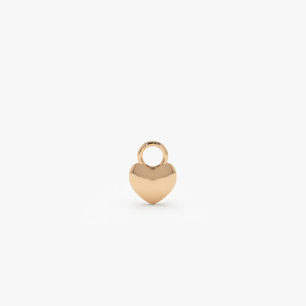 14k Dome Heart Hoop Charm