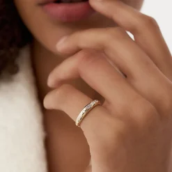 14k Dome Marquise and Round Diamonds Flush Setting Ring
