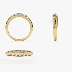 14k Dome Zig Zag Flush Diamond Ring