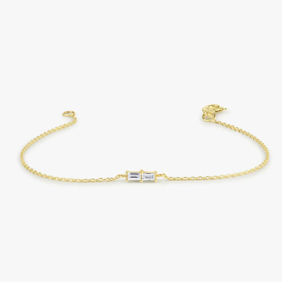 14k Double Baguette Diamond Bracelet