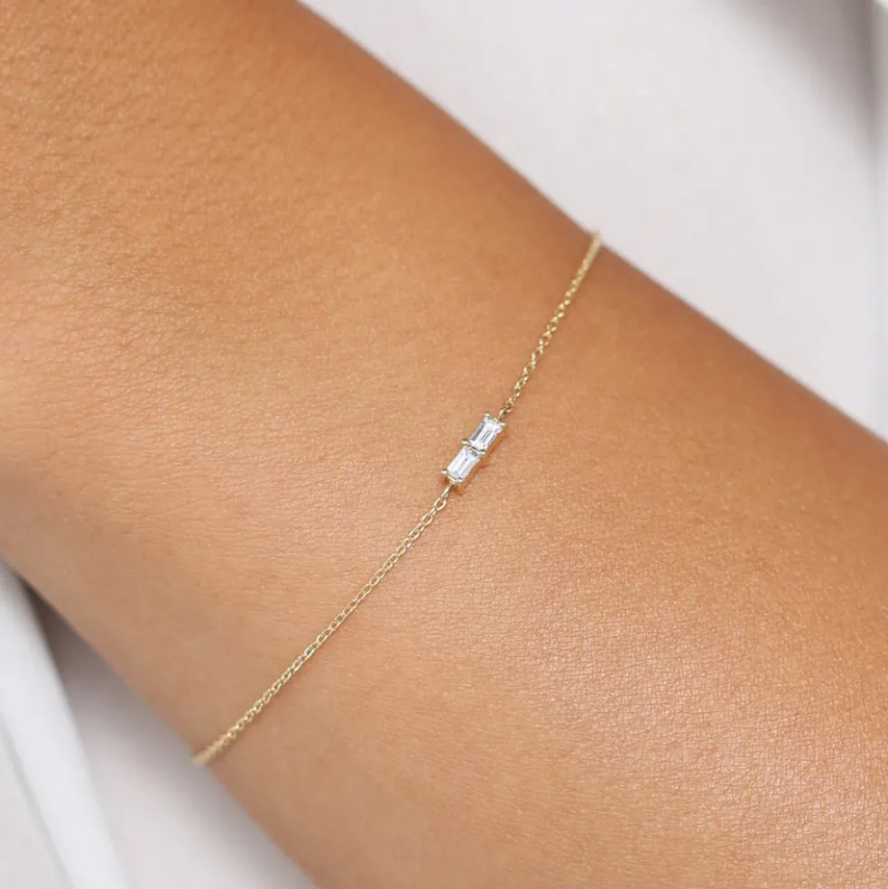 14k Double Baguette Diamond Bracelet