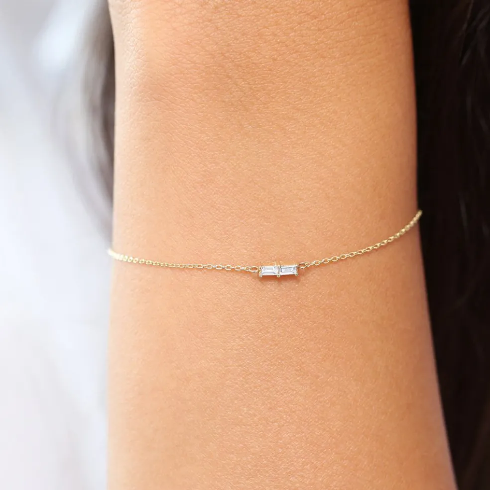 14k Double Baguette Diamond Bracelet