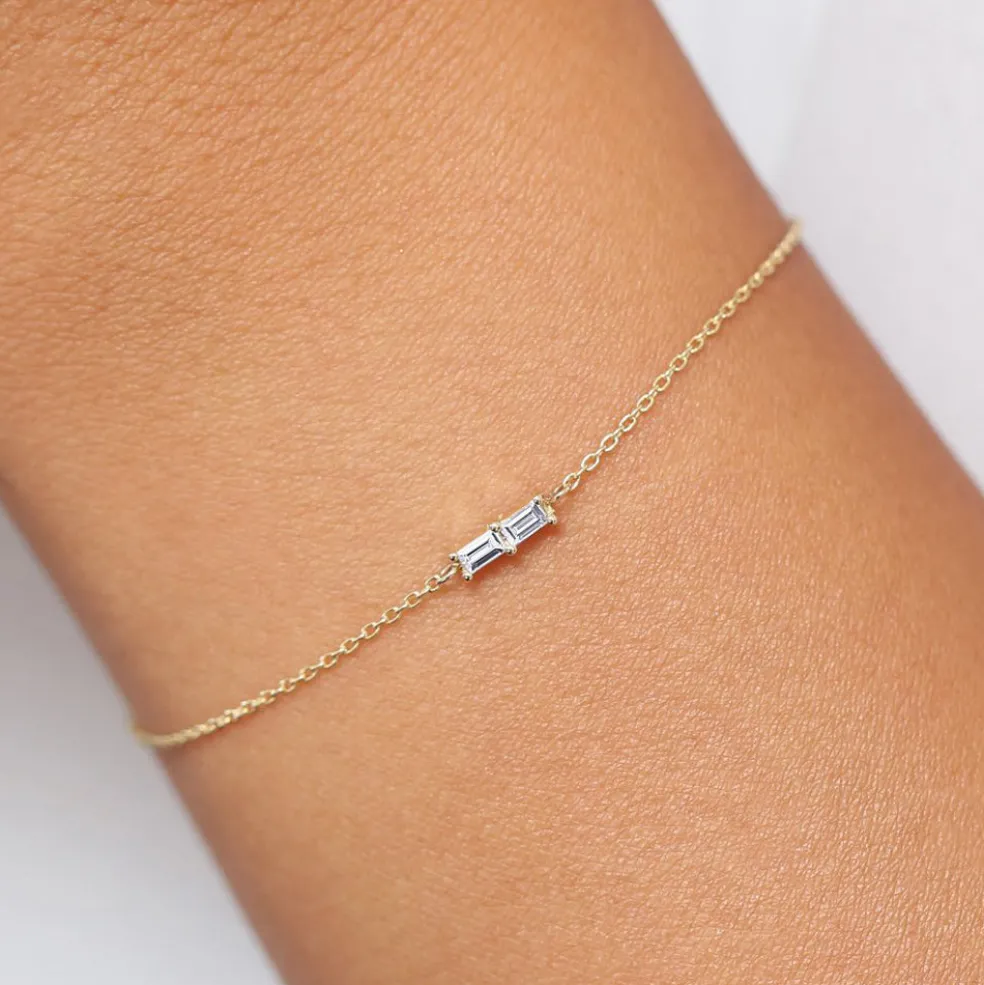 14k Double Baguette Diamond Bracelet