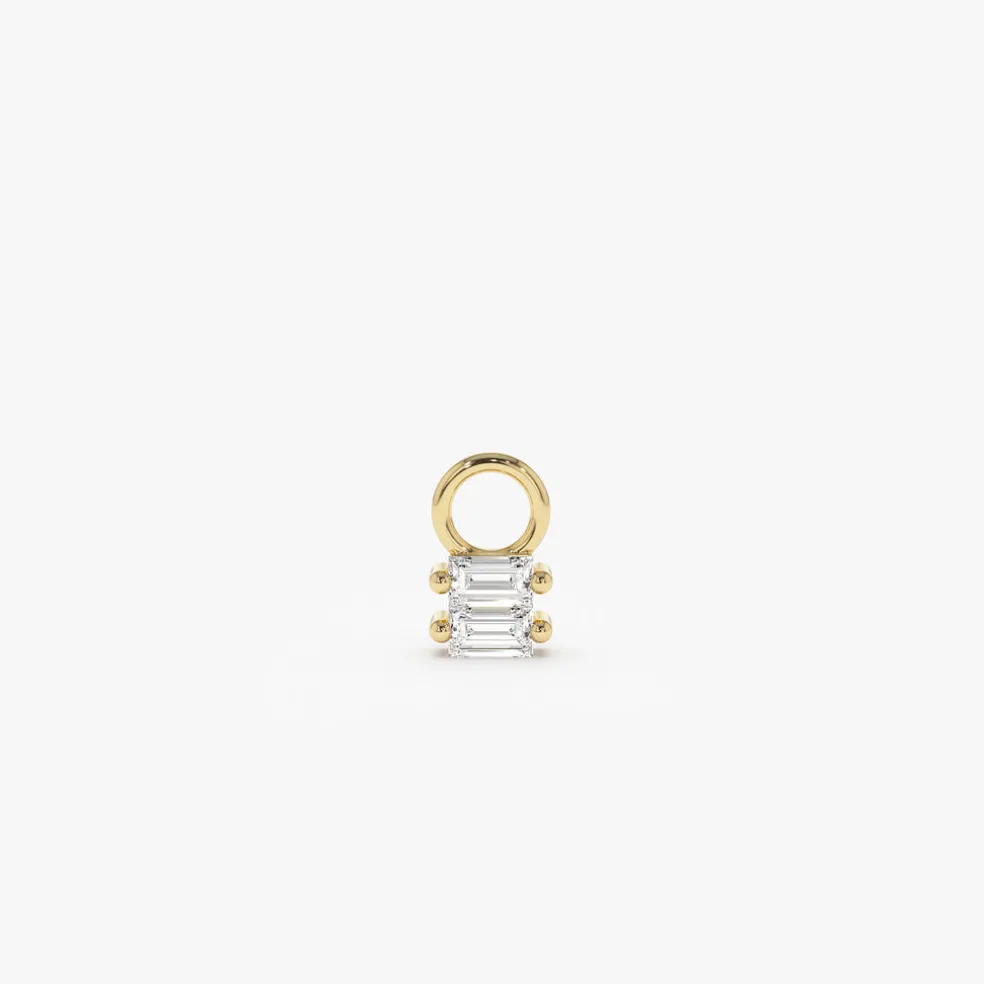 14k Double Baguette Hoop Charm