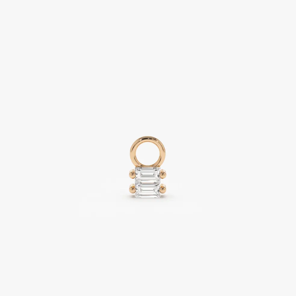 14k Double Baguette Hoop Charm