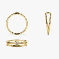 14k Double Band Bezel Setting Diamond Solitaire Ring