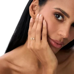 14k Double Band Diamond Clover Ring
