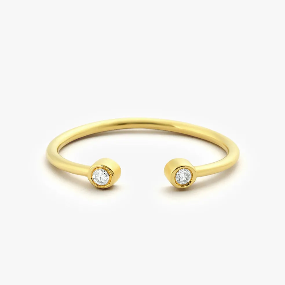 14K Double Bezel Set Open Diamond Ring