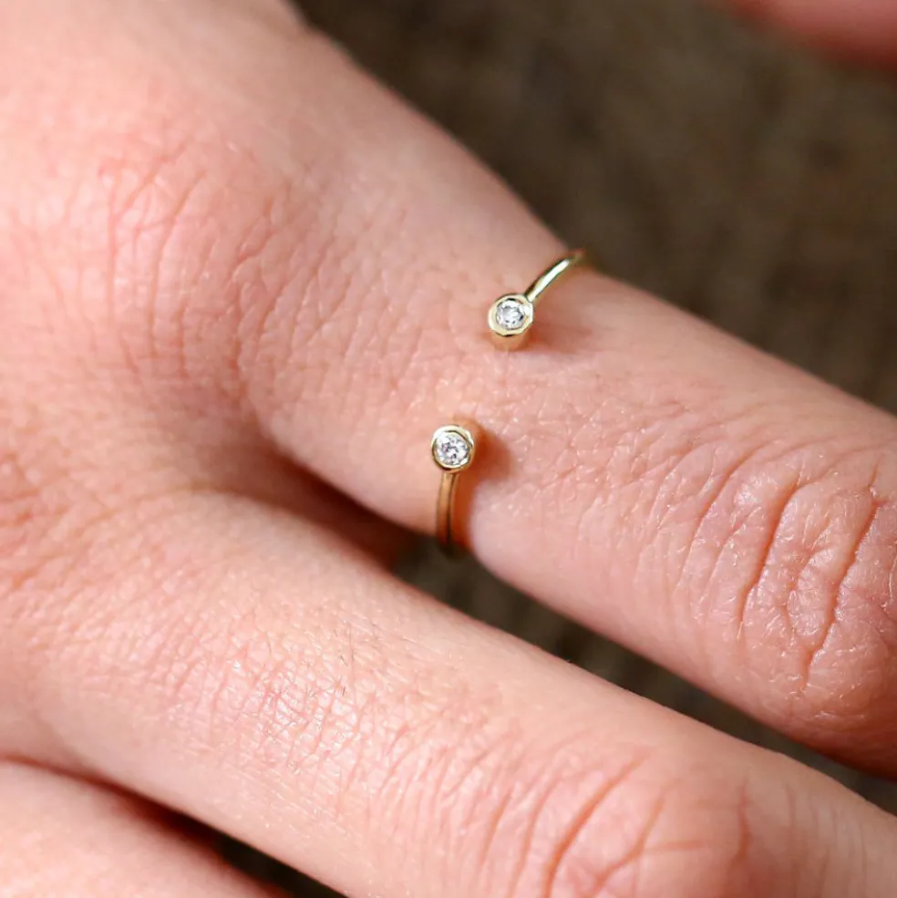14K Double Bezel Set Open Diamond Ring