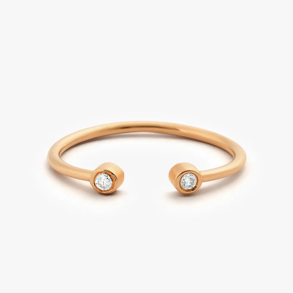 14K Double Bezel Set Open Diamond Ring