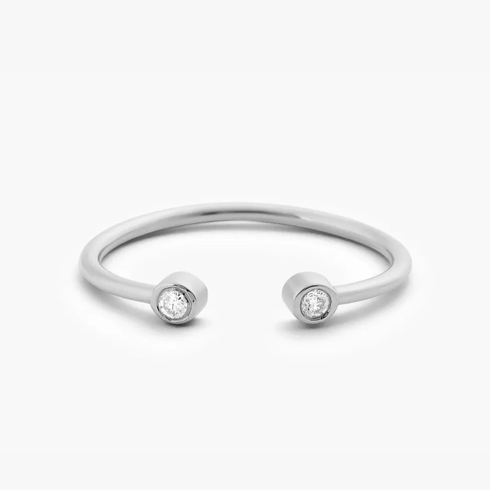 14K Double Bezel Set Open Diamond Ring