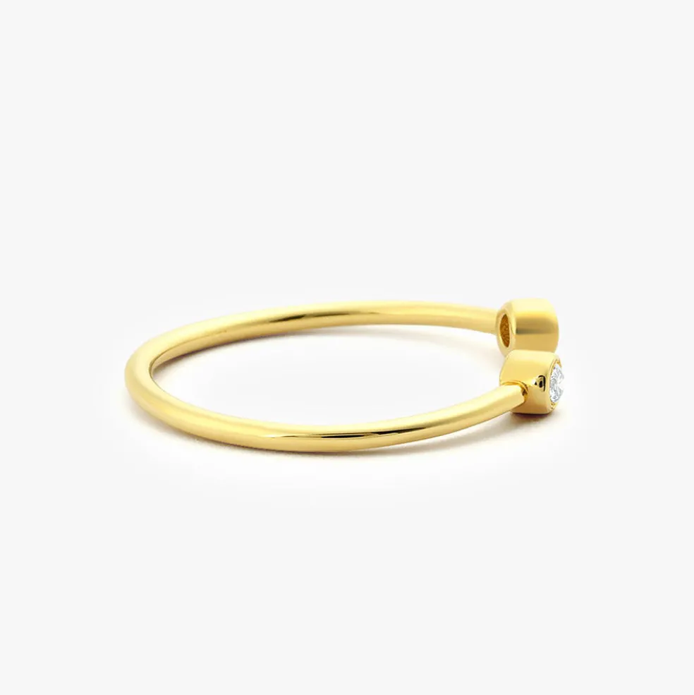 14K Double Bezel Set Open Diamond Ring