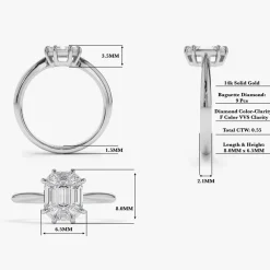 14k Double Claw Step Cut Illusion Solitaire Engagement Ring