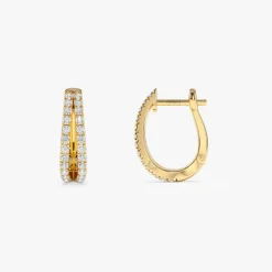 14k Double Hoop Diamond Earrings