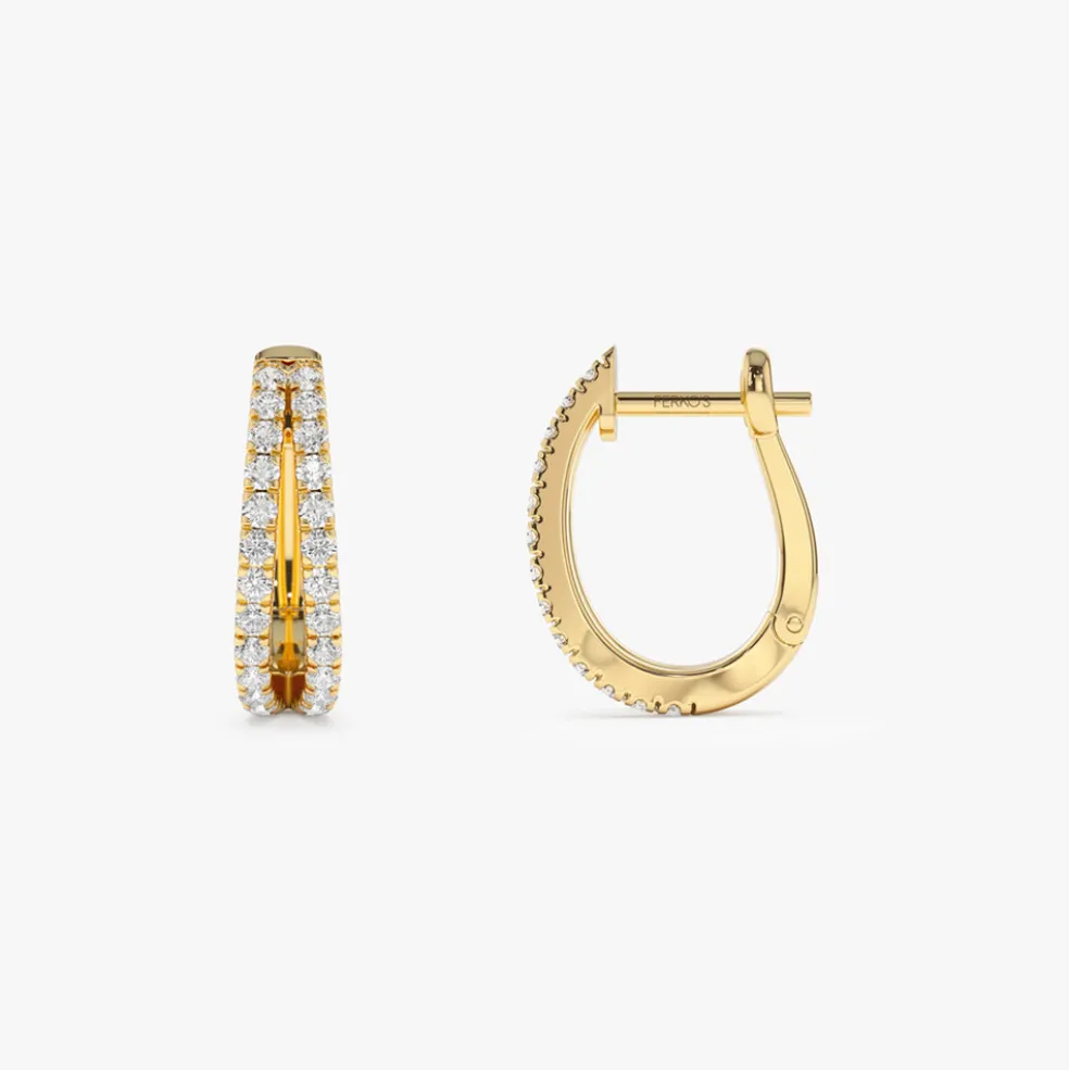 14k Double Hoop Diamond Earrings