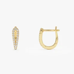 14k Double Mini Diamond Hoop Earrings