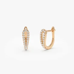 14k Double Mini Diamond Hoop Earrings