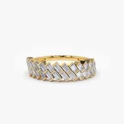 14k Double Row Diagonal Baguette Ring