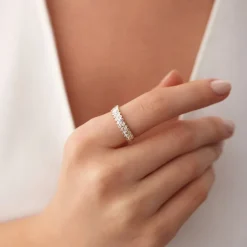 14k Double Row Diagonal Baguette Ring