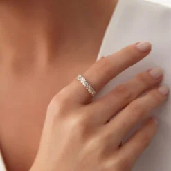 14k Double Row Diagonal Baguette Ring