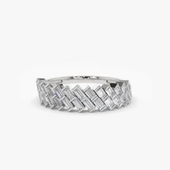 14k Double Row Diagonal Baguette Ring