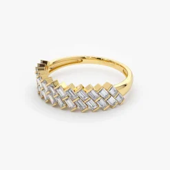 14k Double Row Diagonal Baguette Ring