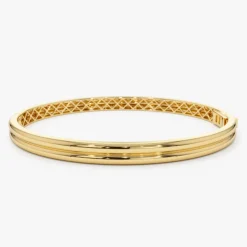 14k Double Row Dome Gold Bangle Bracelet