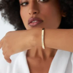 14k Double Row Dome Gold Bangle Bracelet