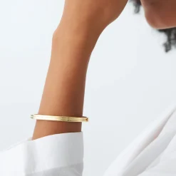 14k Double Row Dome Gold Bangle Bracelet