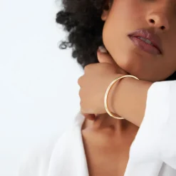 14k Double Row Dome Gold Bangle Bracelet