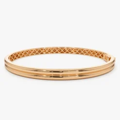 14k Double Row Dome Gold Bangle Bracelet