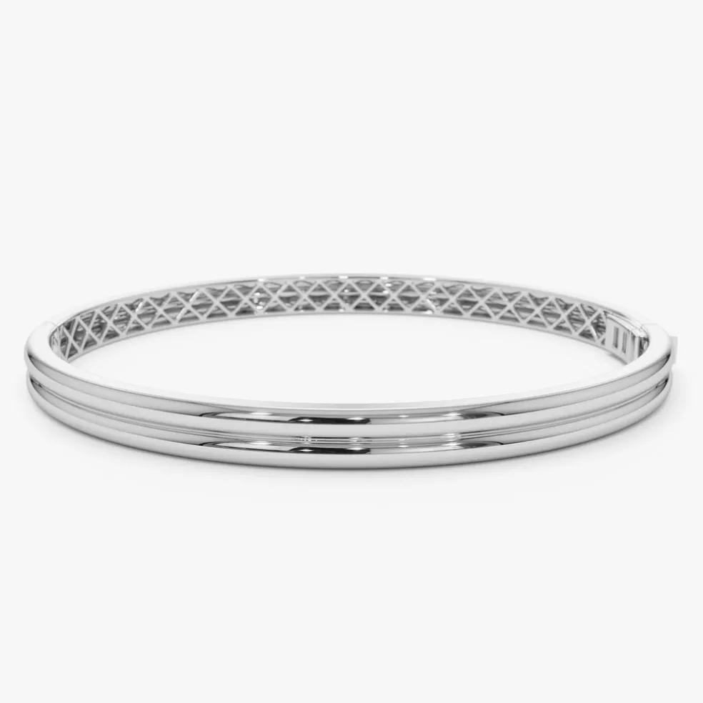 14k Double Row Dome Gold Bangle Bracelet