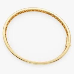 14k Double Row Dome Gold Bangle Bracelet