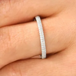 14K Double Row Micro Pave Diamond Ring