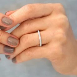 14K Double Row Micro Pave Diamond Ring
