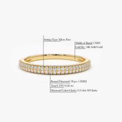 14K Double Row Micro Pave Diamond Ring