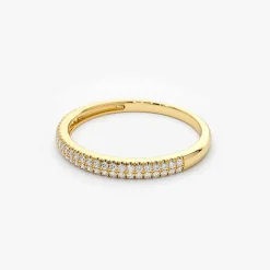 14K Double Row Micro Pave Diamond Ring