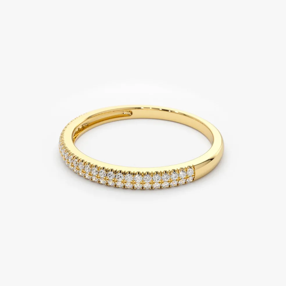 14K Double Row Micro Pave Diamond Ring