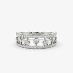 14k Double Row Pave Ring w/ Floating Diamonds
