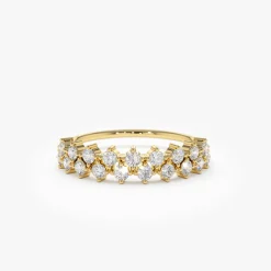 14K Double Row Prong Setting Diamond Wedding Band