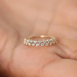 14K Double Row Prong Setting Diamond Wedding Band