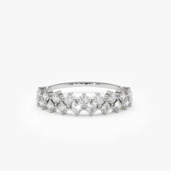 14K Double Row Prong Setting Diamond Wedding Band