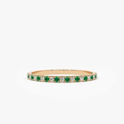 14K Emerald and Diamond Alternating Eternity Ring
