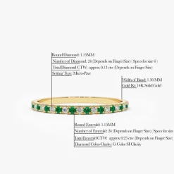 14K Emerald and Diamond Alternating Eternity Ring