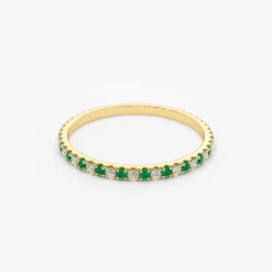 14K Emerald and Diamond Alternating Eternity Ring