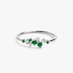14k Emerald and Diamond Cluster Ring
