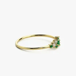 14k Emerald and Diamond Cluster Ring