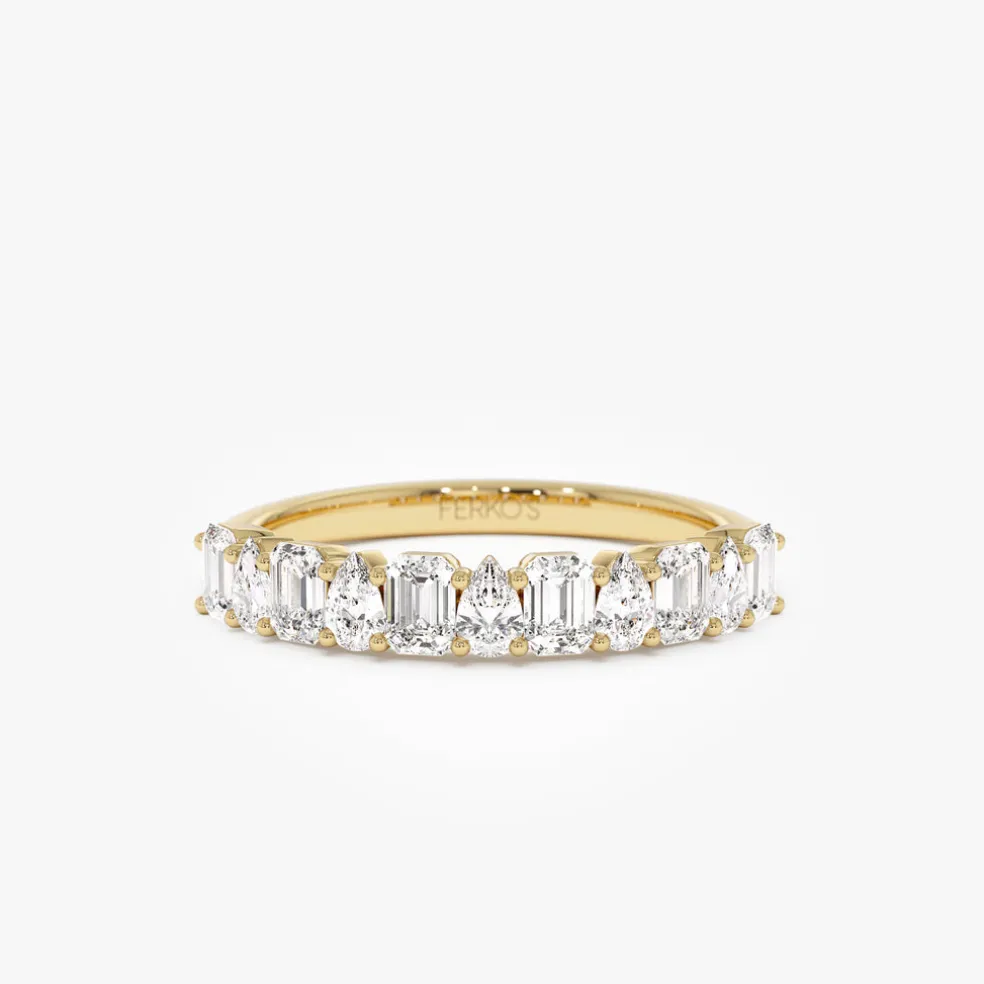 14k Emerald and Pear Shape Diamond Ring