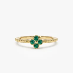 14k Emerald Clover Ring
