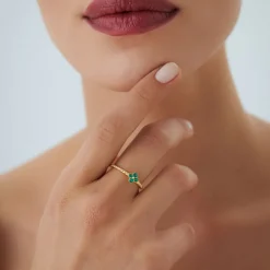 14k Emerald Clover Ring